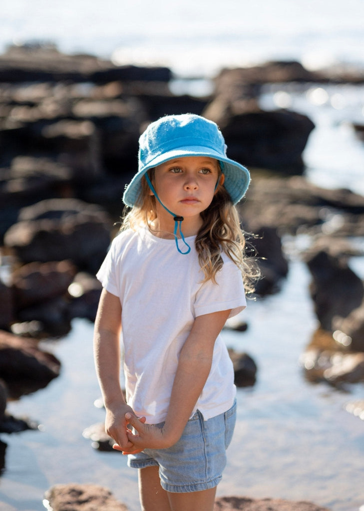 Azure Terry Towelling Bucket Hat - Acorn Kids Accessories