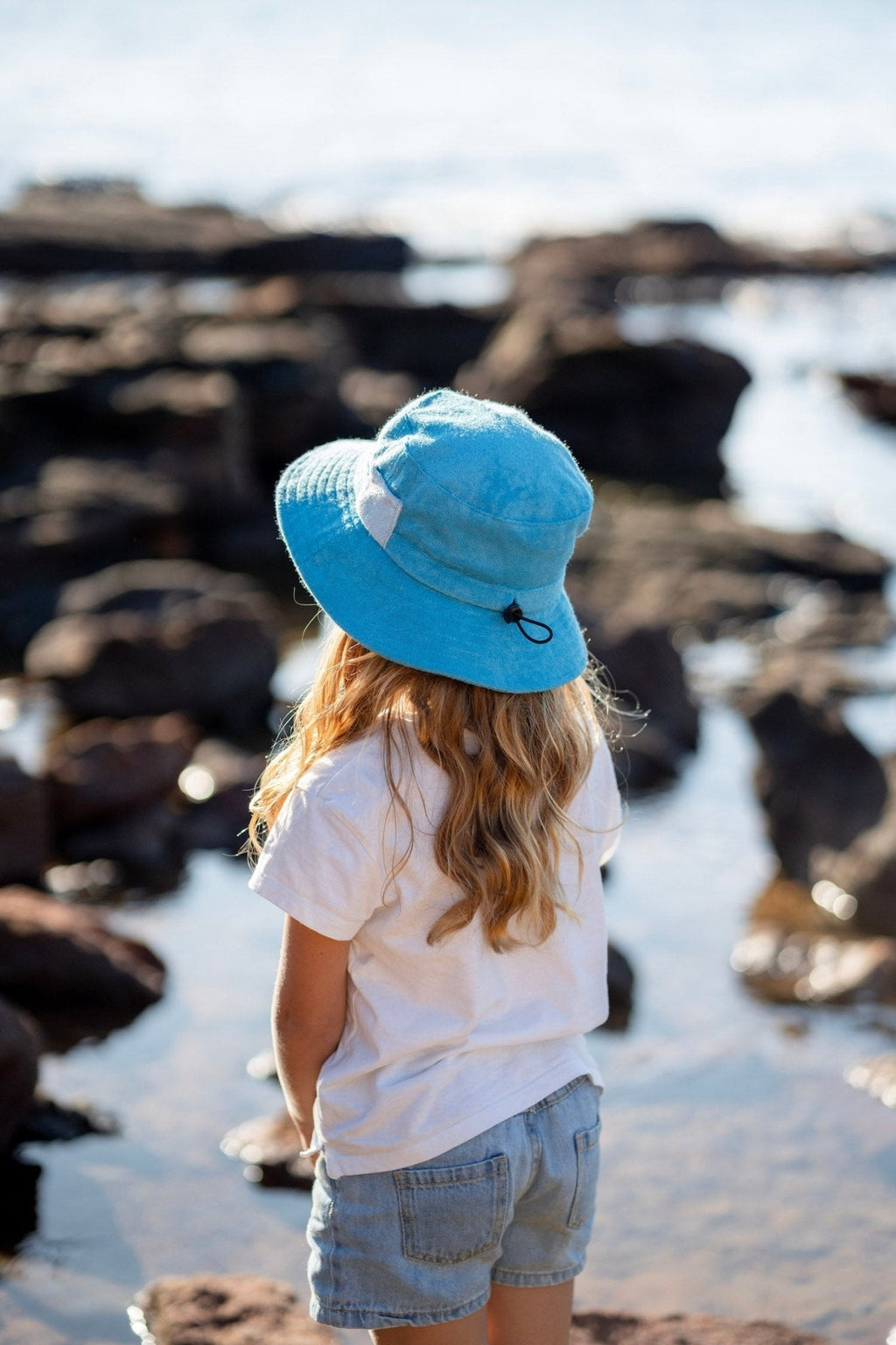 Azure Terry Towelling Bucket Hat - Acorn Kids Accessories