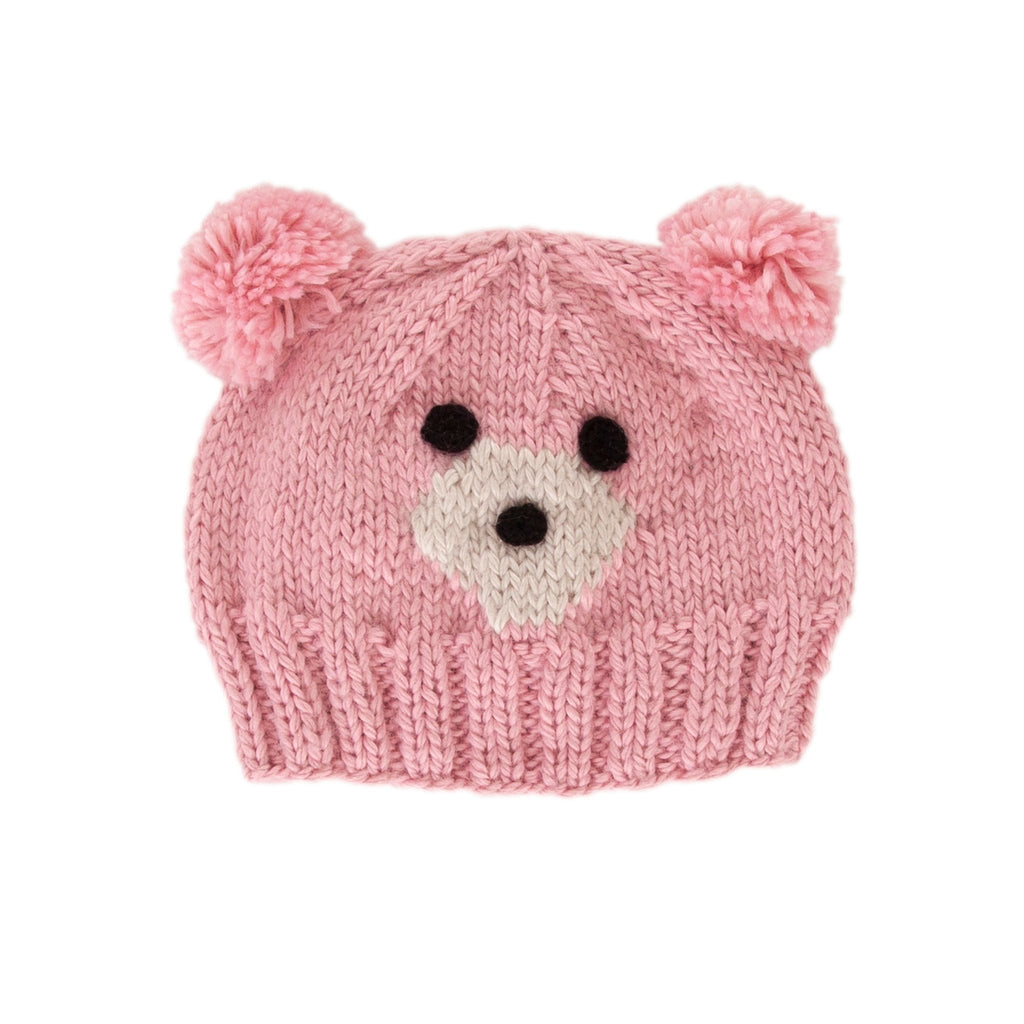 Bear Face Beanie Pink - Acorn Kids Accessories