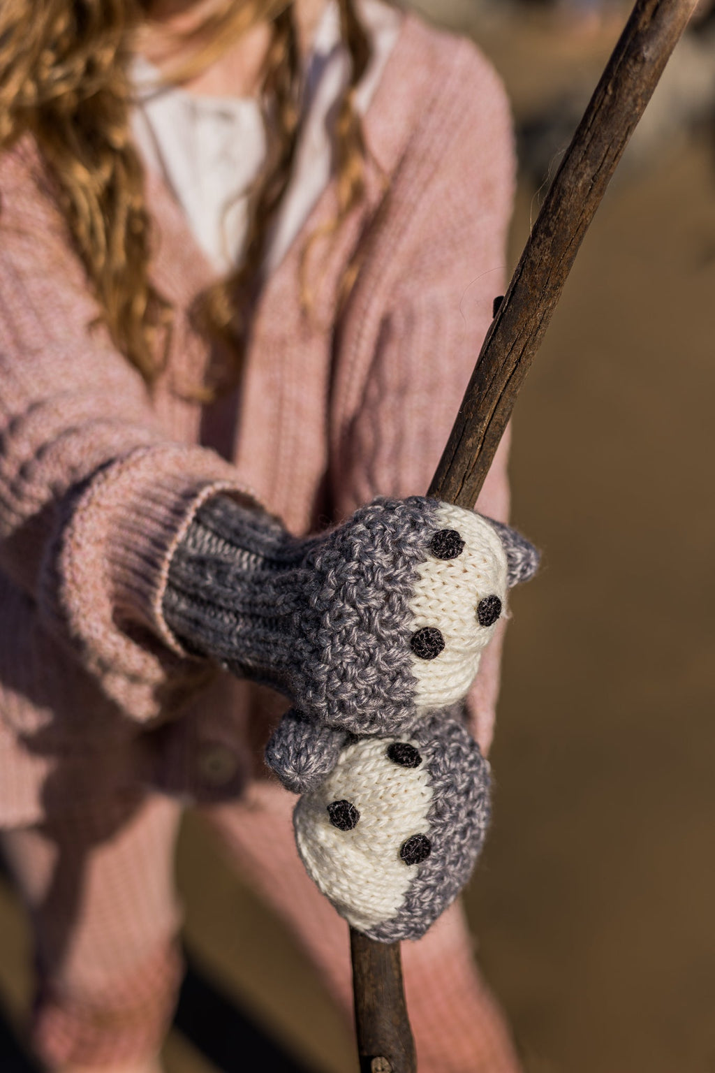 Bear Face Mittens Grey - Acorn Kids Accessories