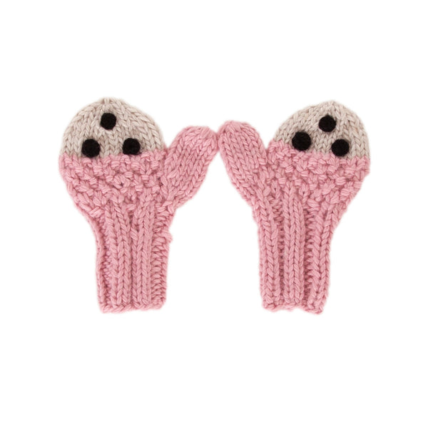 Bear Face Mittens Pink - Acorn Kids Accessories
