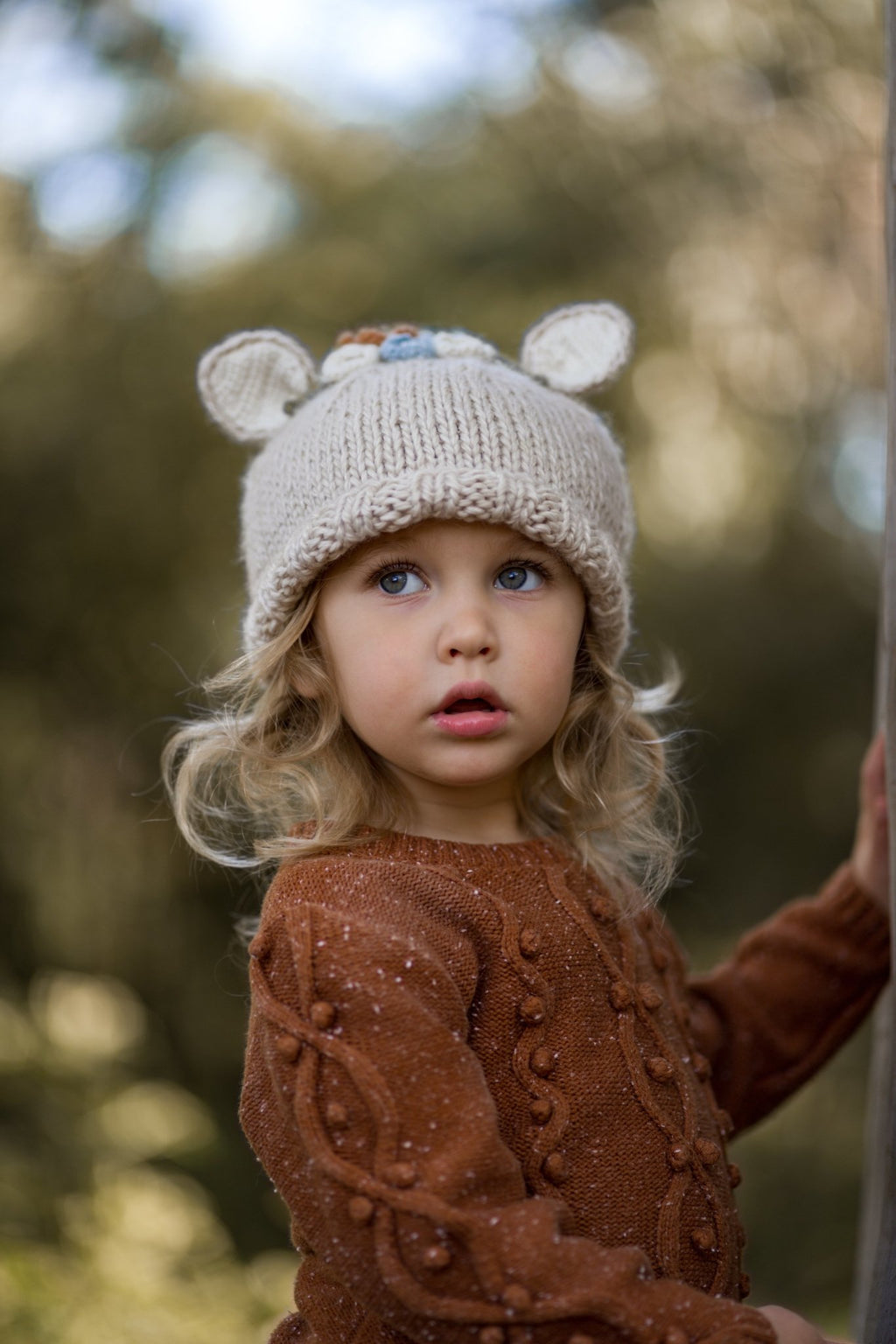 Bunny Bouquet Beanie Oatmeal - Acorn Kids Accessories