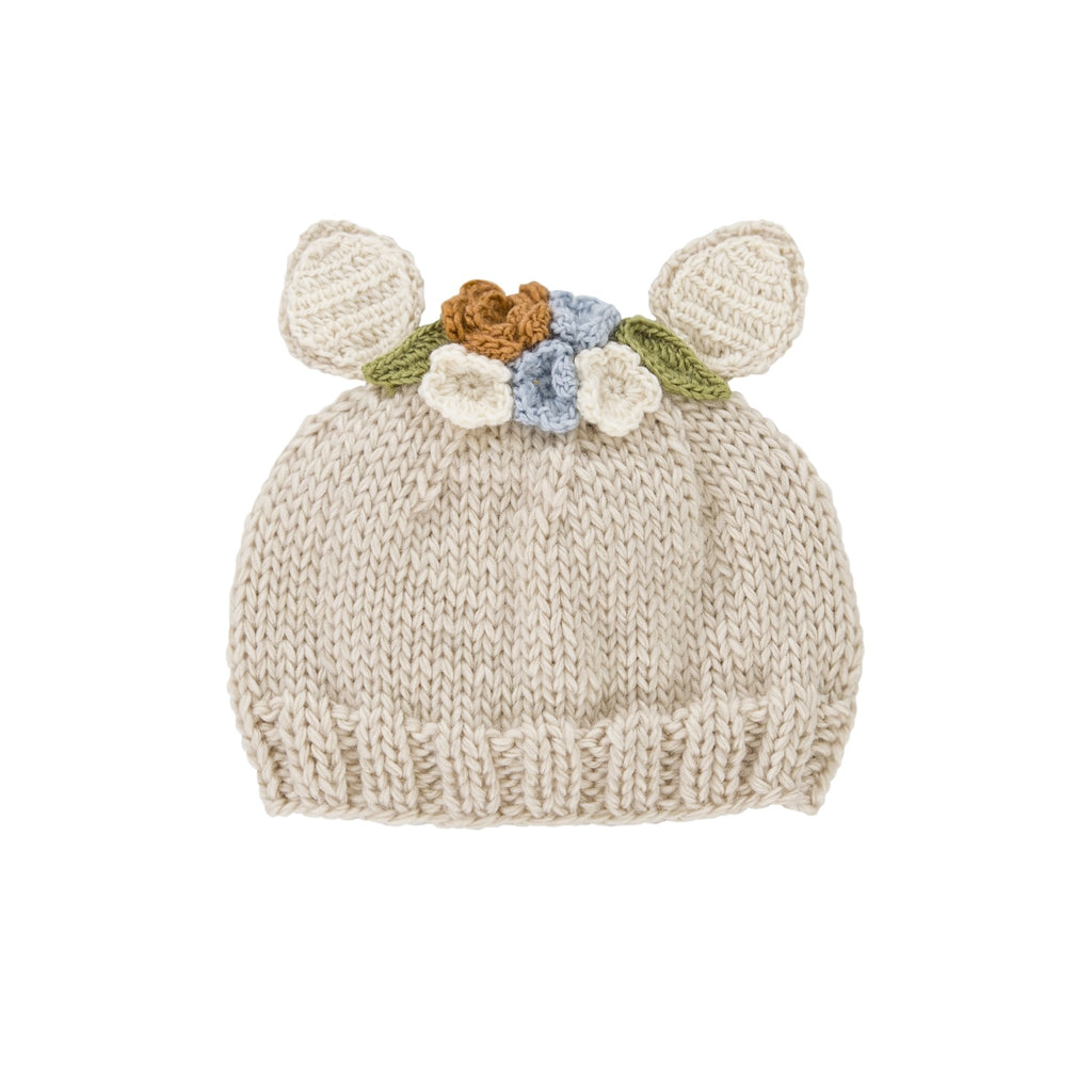 Bunny Bouquet Beanie Oatmeal - Acorn Kids Accessories