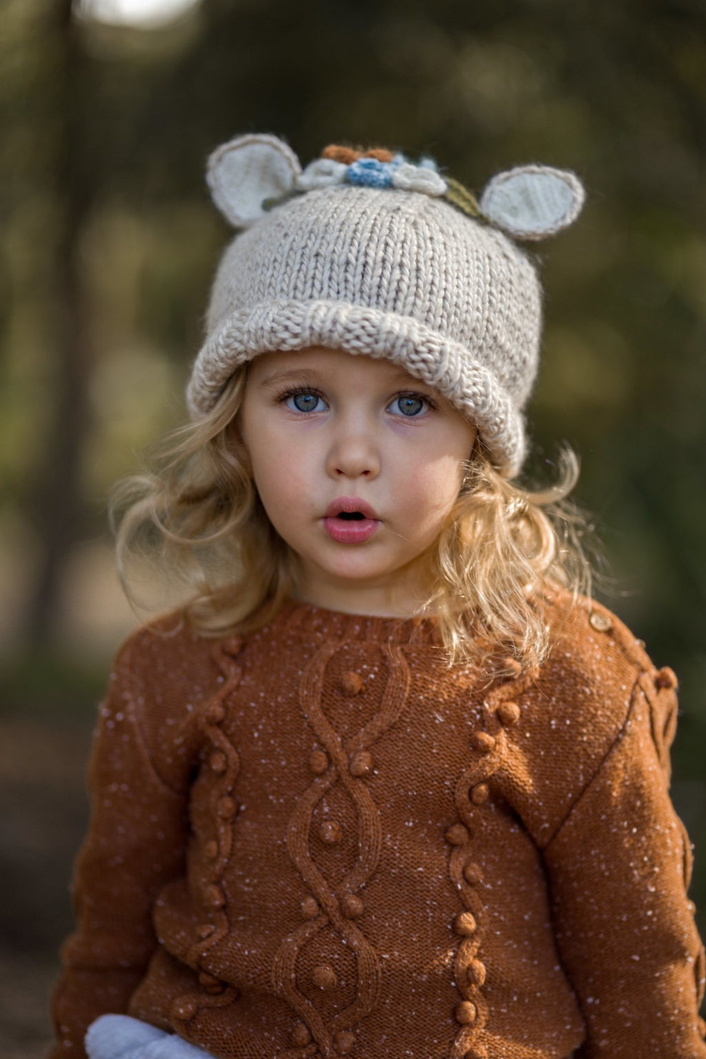 Bunny Bouquet Beanie Oatmeal - Acorn Kids Accessories
