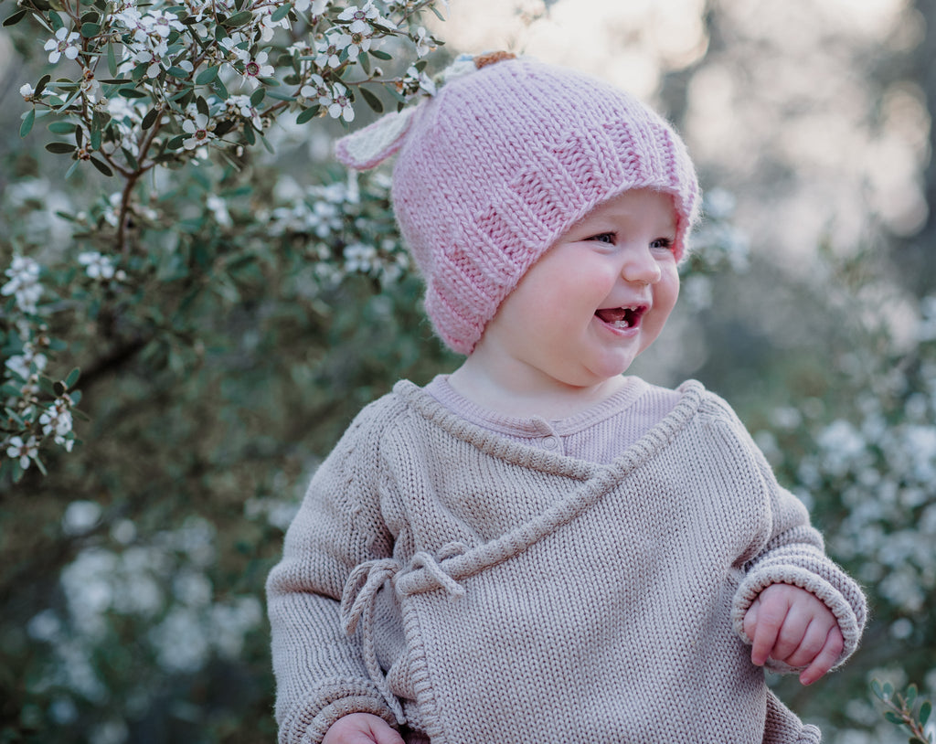 Bunny Bouquet Beanie Pink - Acorn Kids Accessories