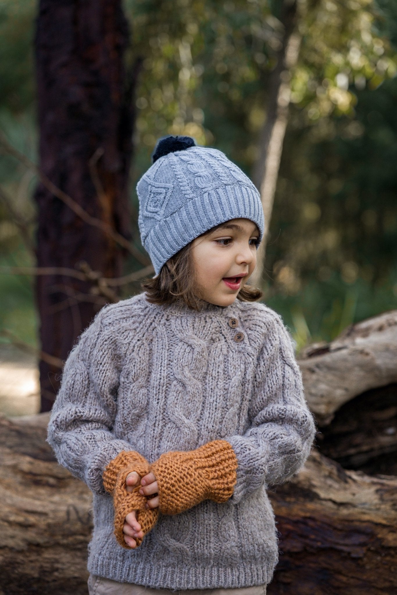Cable Knit Beanie Grey | Acorn Kids