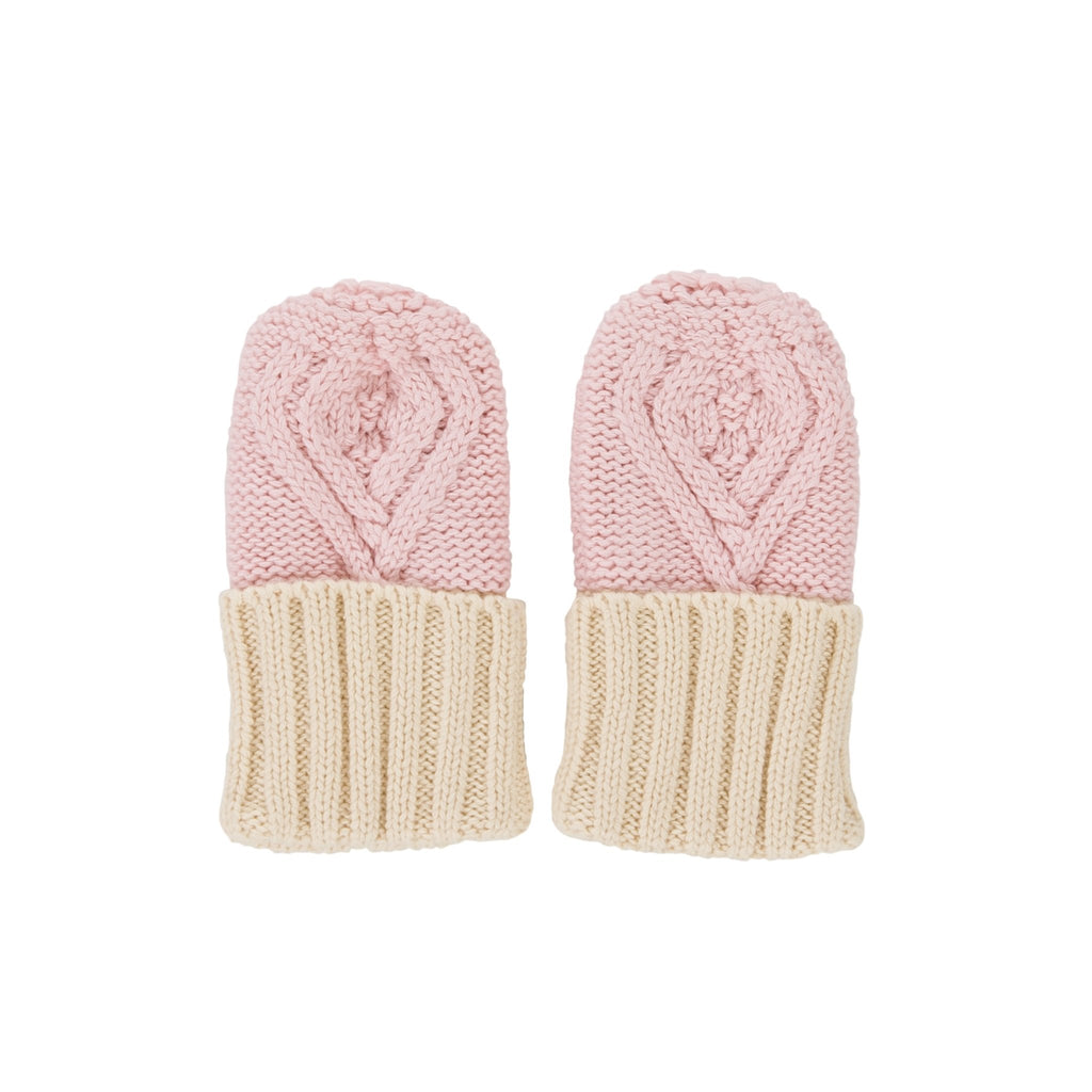 Cable Knit Mittens Pink - Acorn Kids Accessories
