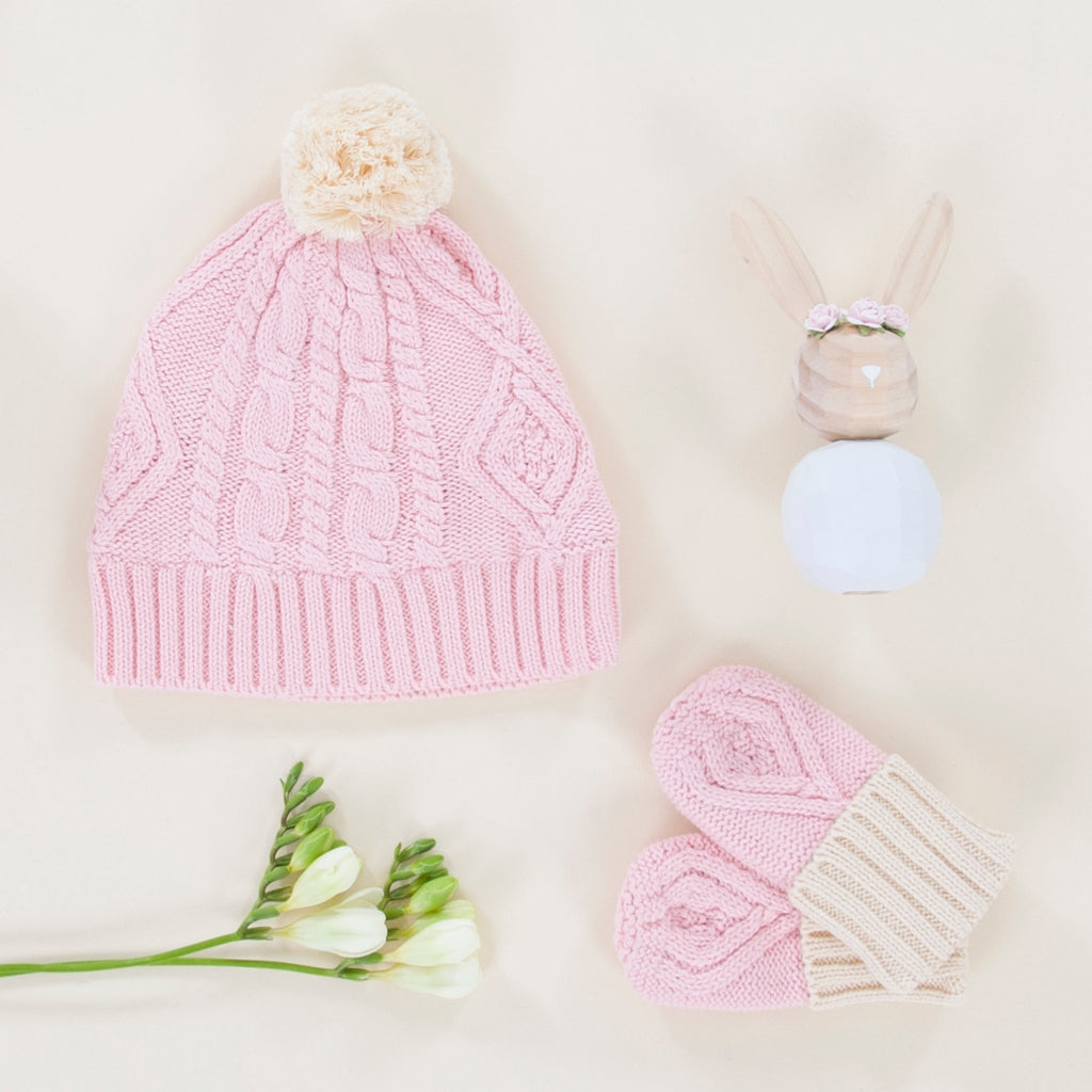 Cable Knit Set Pink - Acorn Kids Accessories