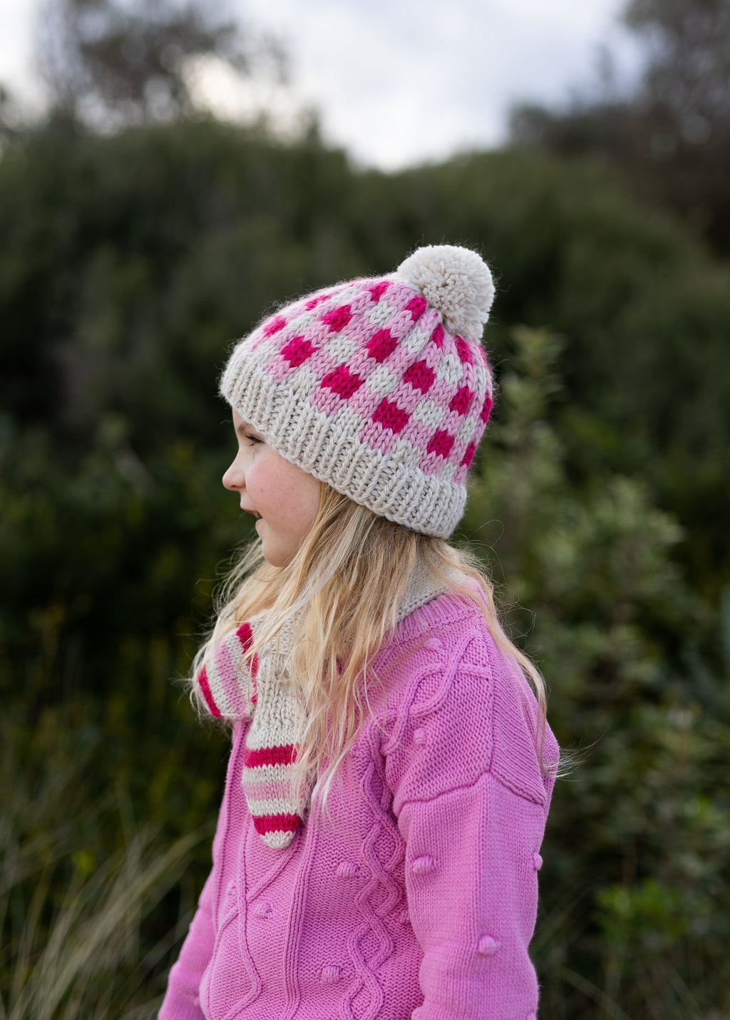 Checks Beanie Pink - Acorn Kids Accessories