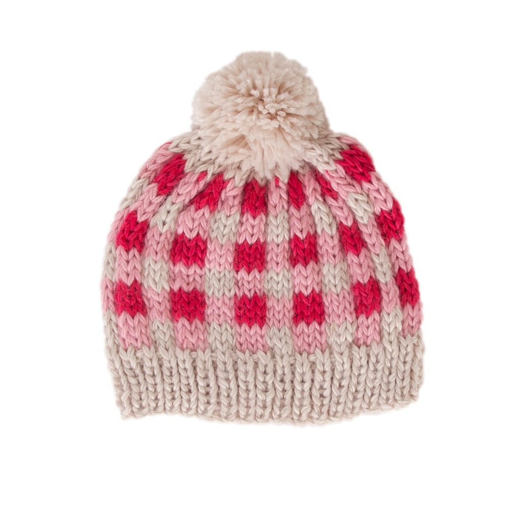 Checks Beanie Pink - Acorn Kids Accessories