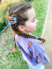 Daisy Hair Clip Blue and Tan - Acorn Kids Accessories