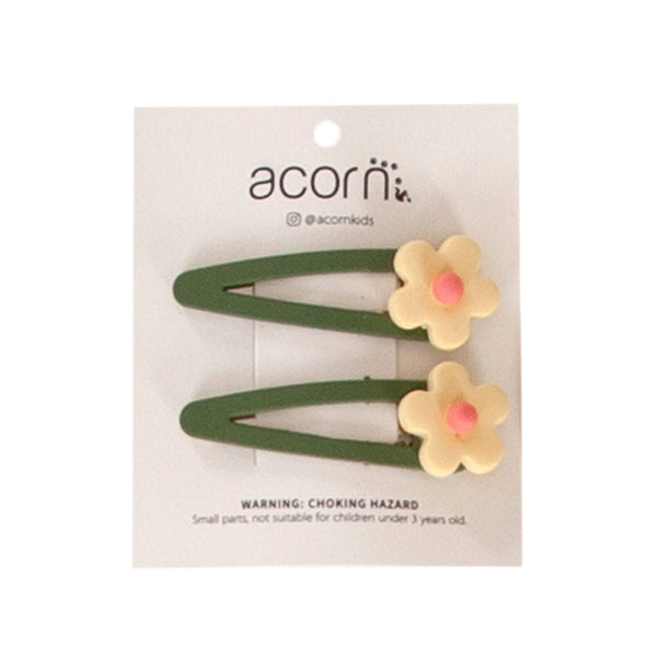 Daisy Hair Clip Green and Yellow - Acorn Kids Accessories