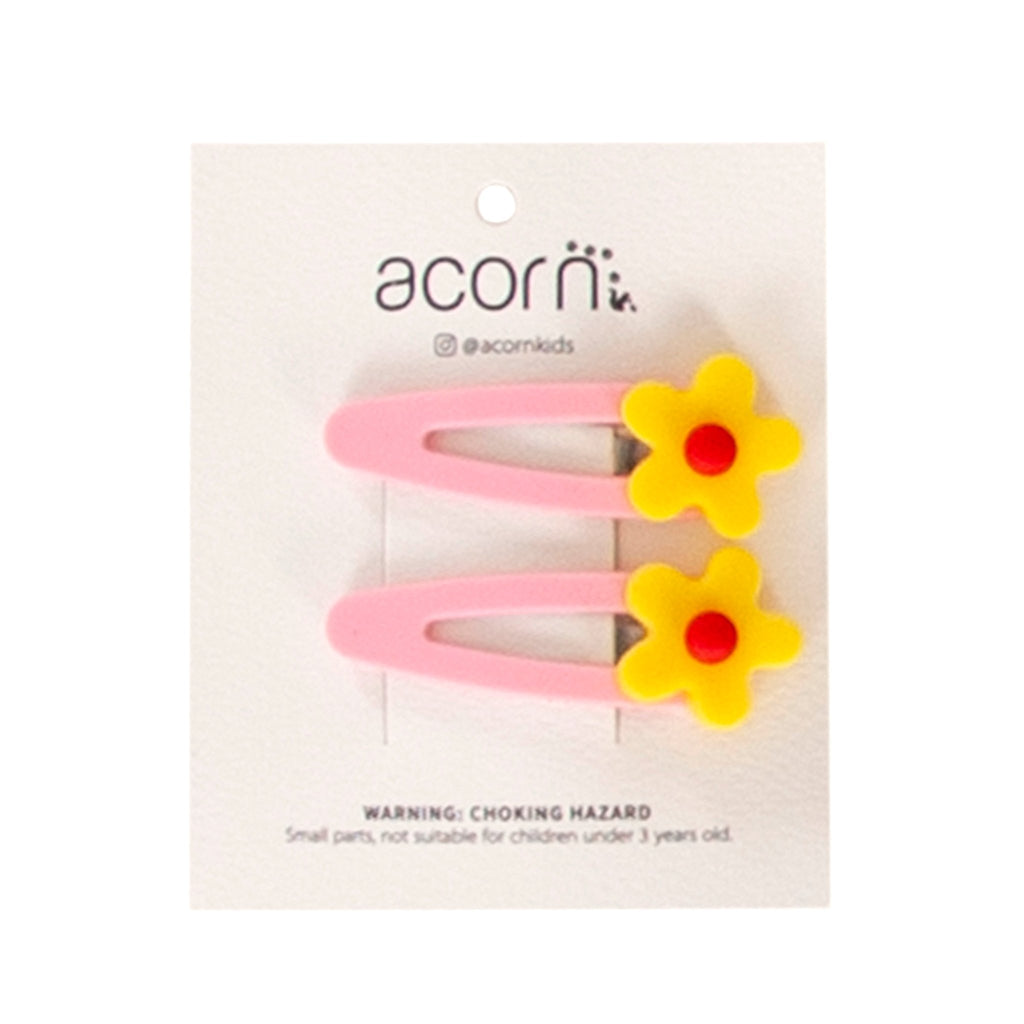 Daisy Hair Clip Pink and Yellow - Acorn Kids Accessories