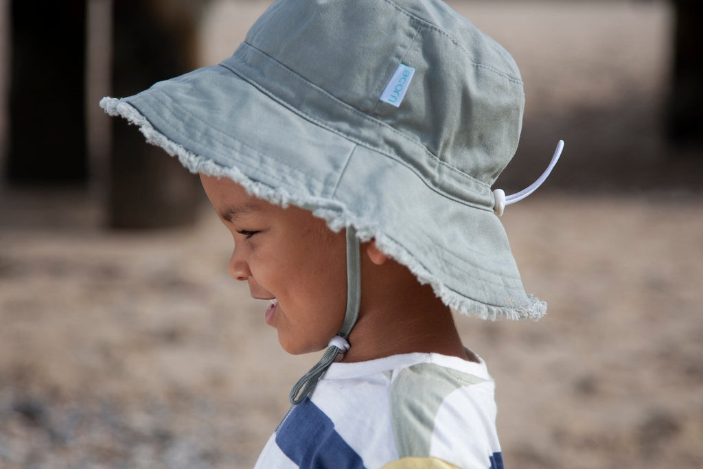 Khaki Frayed Bucket Hat - Acorn Kids Accessories