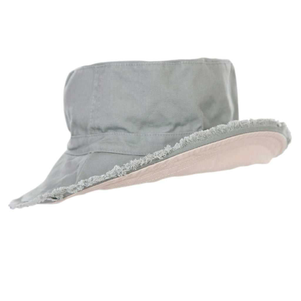 Khaki Frayed Bucket Hat - Acorn Kids Accessories