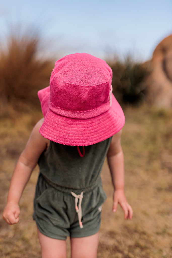 Pink Terry Towelling Bucket Hat - Acorn Kids Accessories