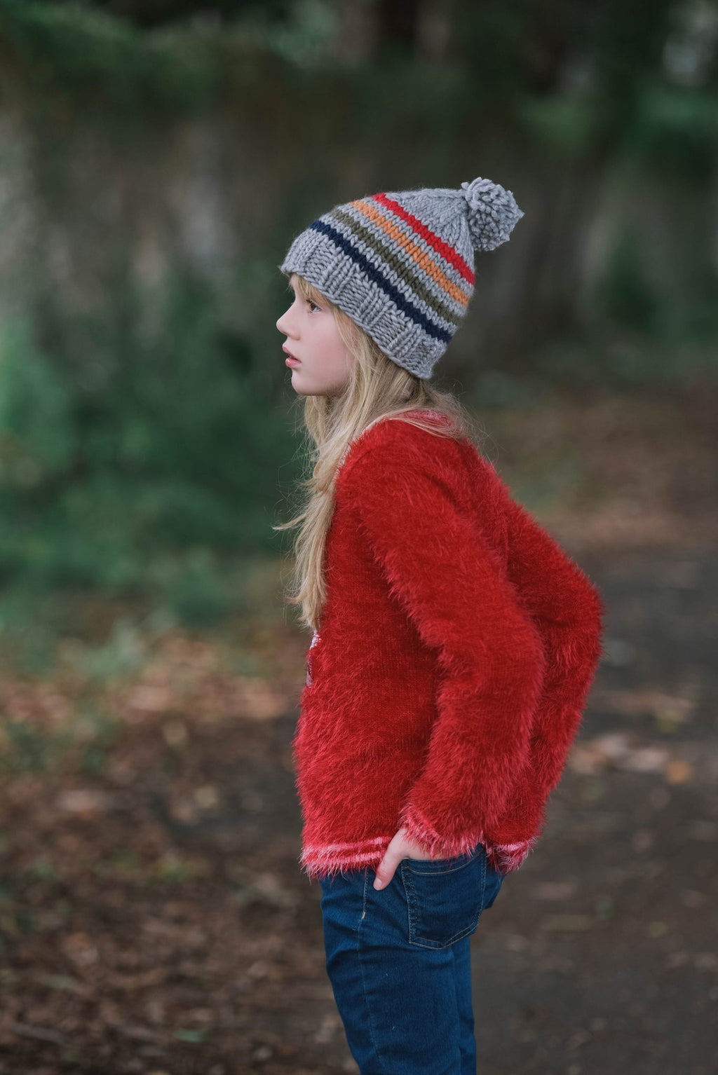 Rainbow Stripe Beanie Grey - Acorn Kids Accessories