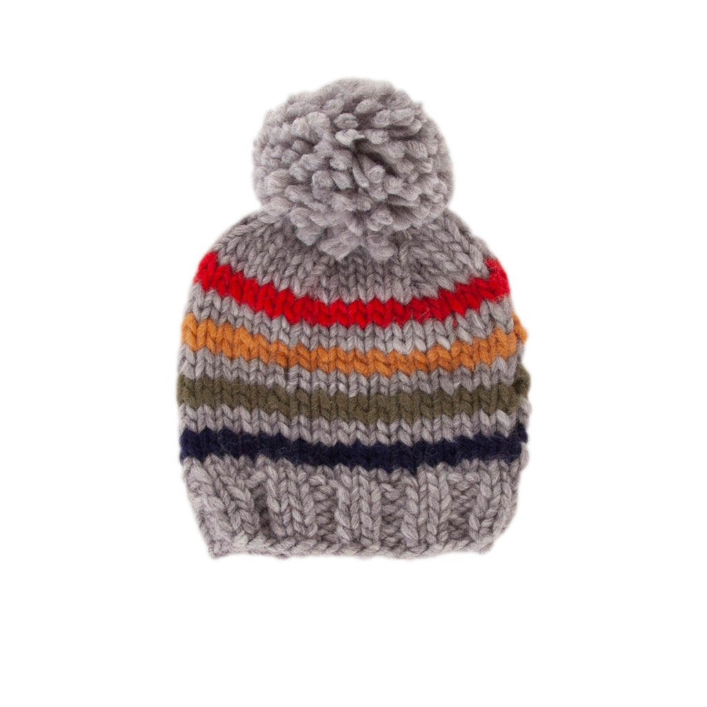 Rainbow Stripe Beanie Grey - Acorn Kids Accessories