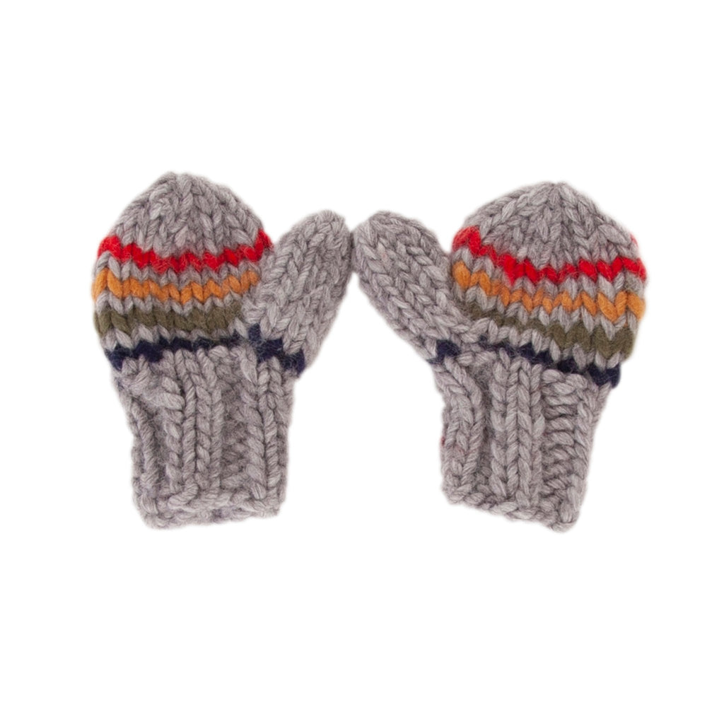 Rainbow Stripe Mittens Grey - Acorn Kids Accessories