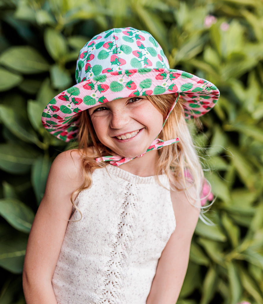 Strawberry Wide Brim Reversible Sunhat - Acorn Kids Accessories